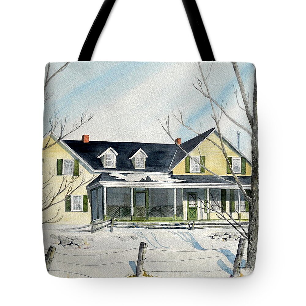 Farm House Tote Bag featuring the painting Elmridge Farm House by Jackie Mueller-Jones