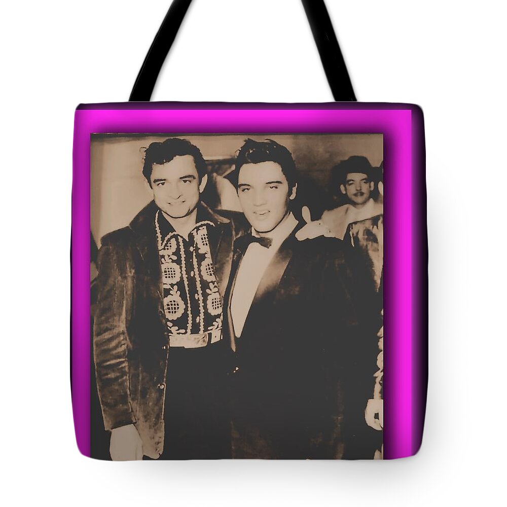 Elvis Presley Tote Bag featuring the photograph Elvis And Johnny by Tami Quigley