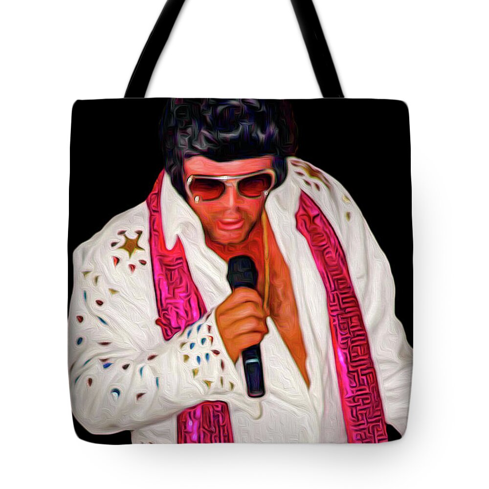 Elvis Tote Bag featuring the photograph Elvis Impersonator by Erich Grant