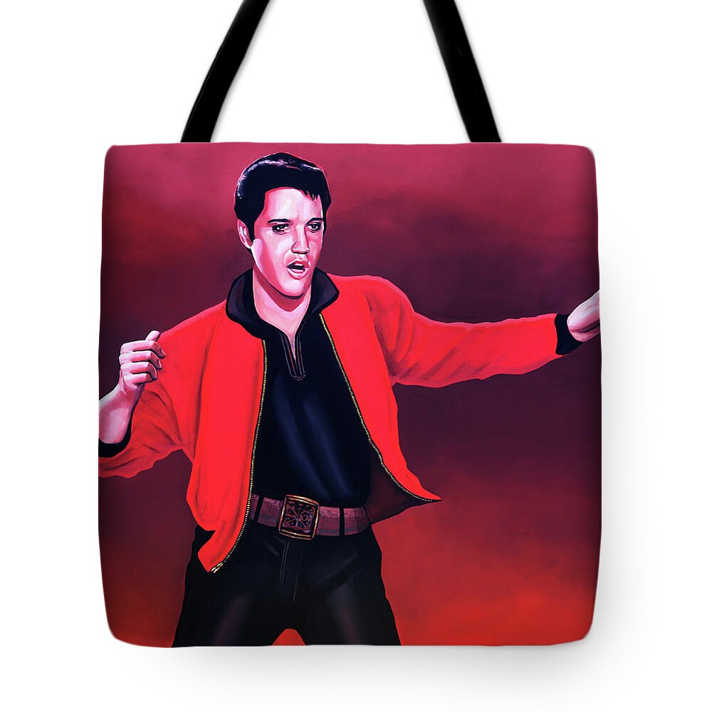 Elvis Tote Bag featuring the painting Elvis Presley 4 Painting by Paul Meijering