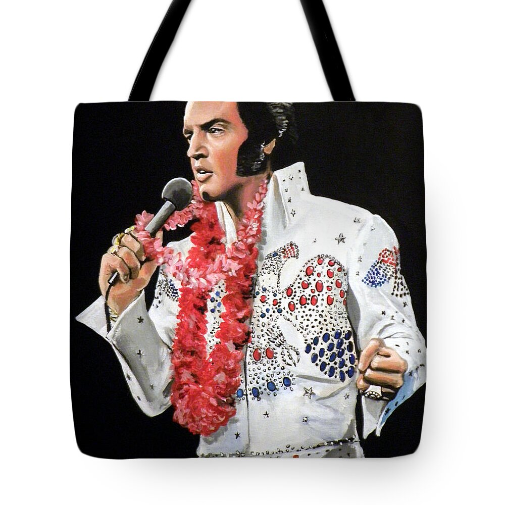 Elvis Tote Bag featuring the painting Elvis by Tom Carlton