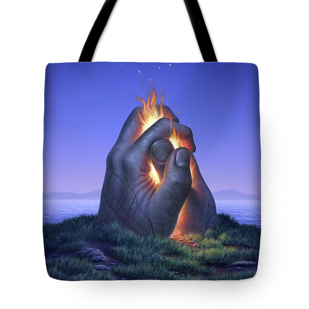 Grass Fire Tote Bags