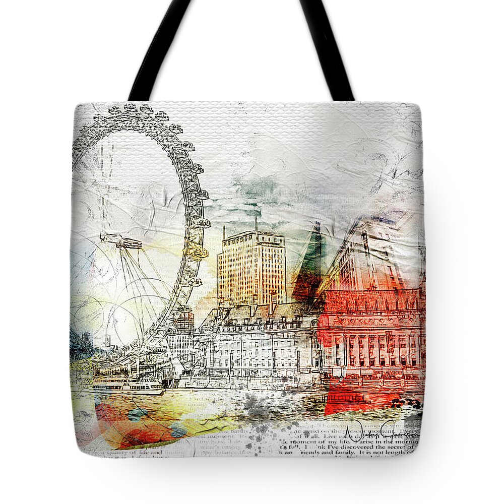 London Tote Bag featuring the digital art Embrace Life by Nicky Jameson