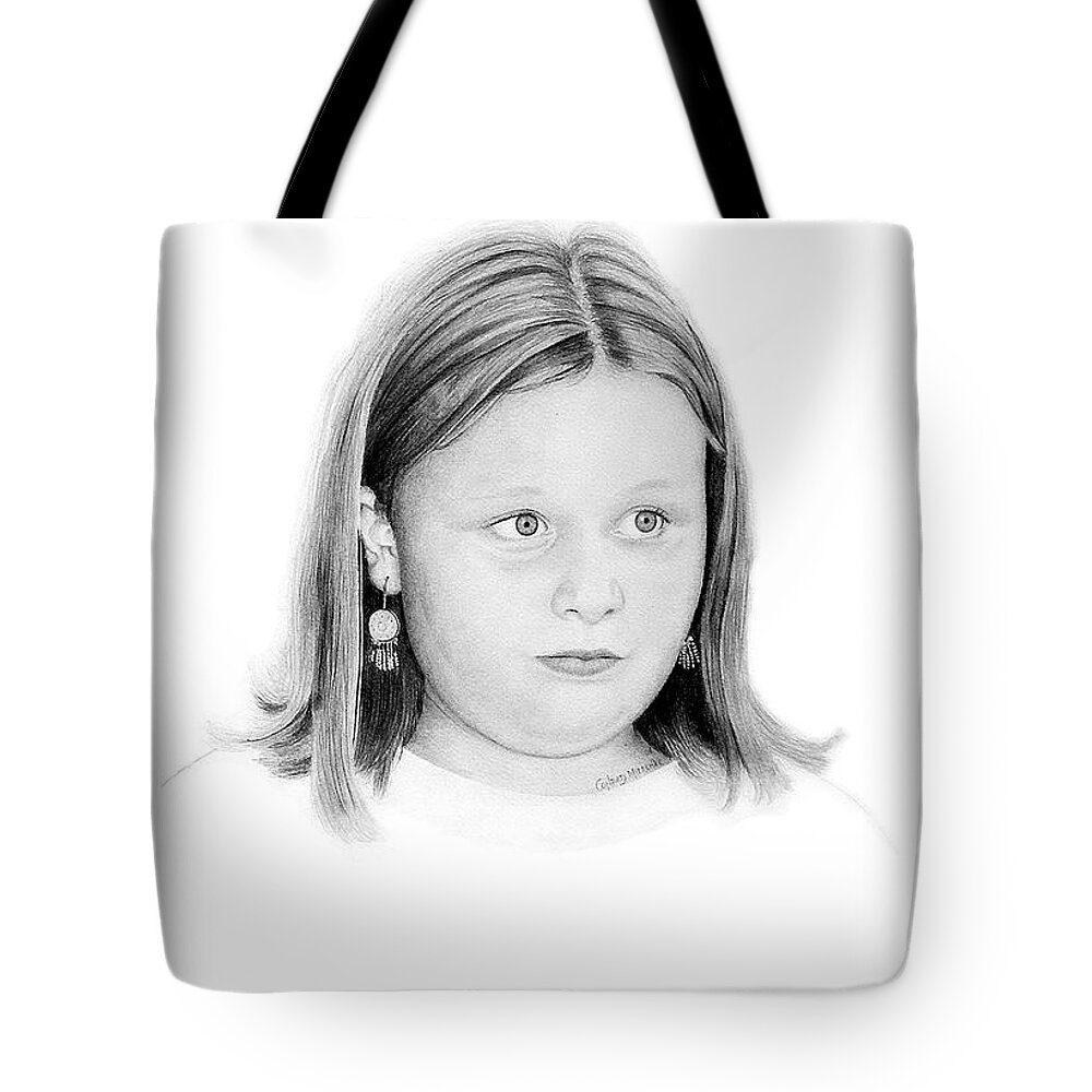 Portrait Tote Bag featuring the drawing Emelie by Conrad Mieschke