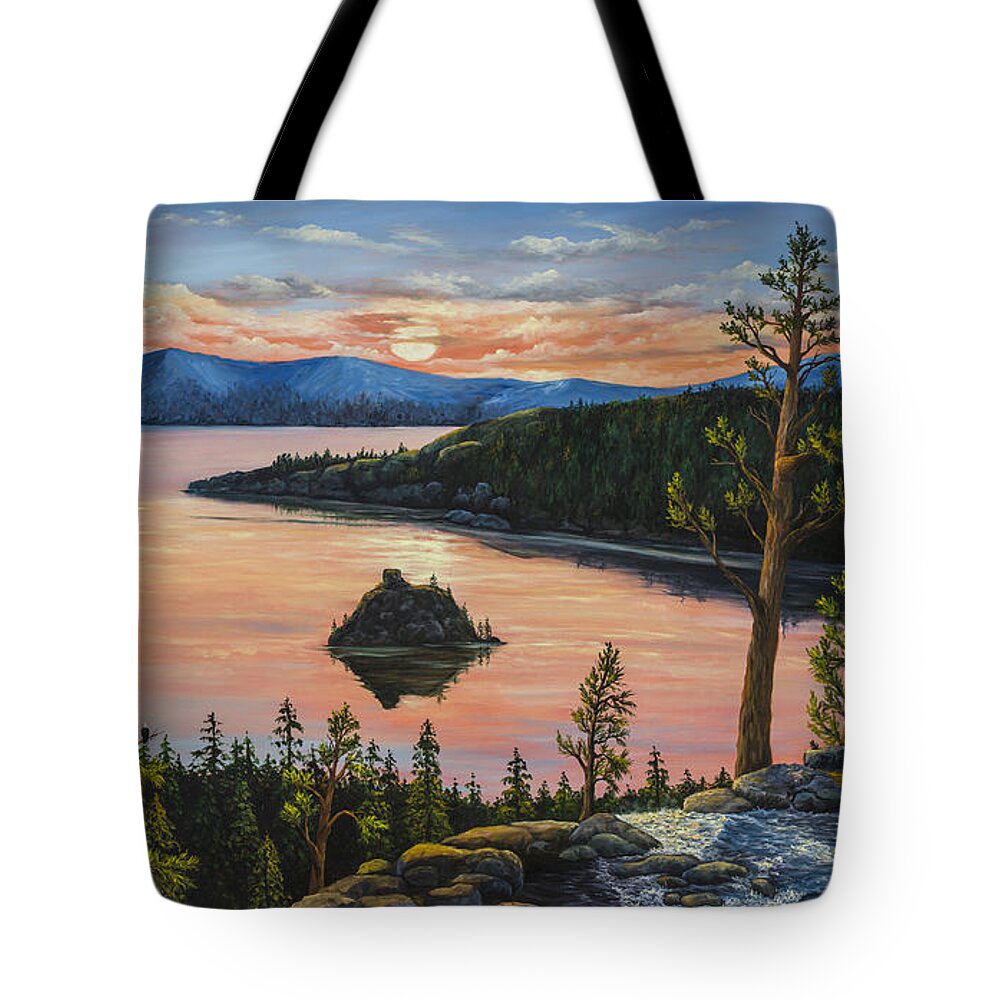 Landscape Tote Bag featuring the painting Emerald Bay by Darice Machel McGuire