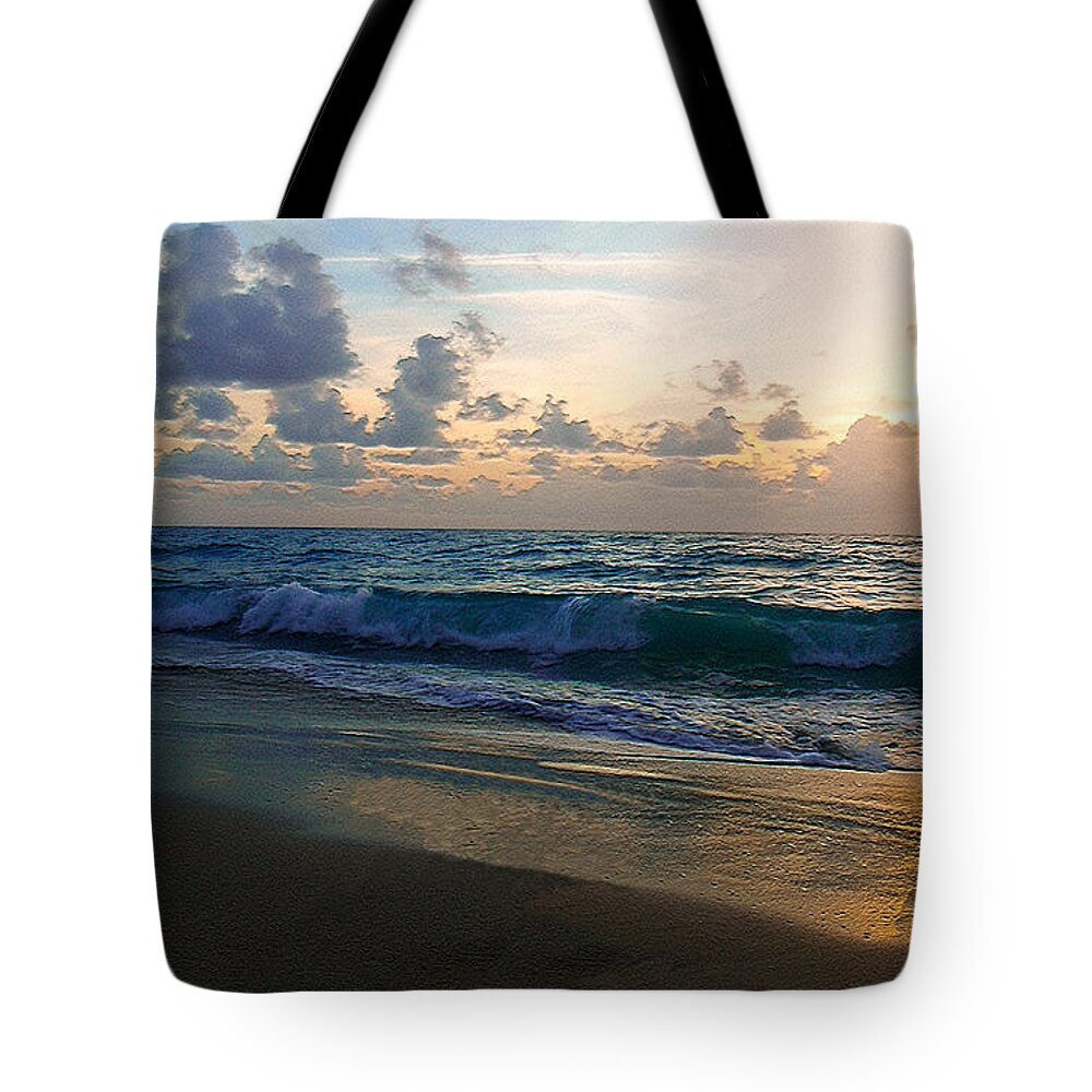 Seascape Sunrises Tote Bag featuring the photograph Treasure Coast Florida Tropical Sunrise Seascape C3 by Ricardos Creations