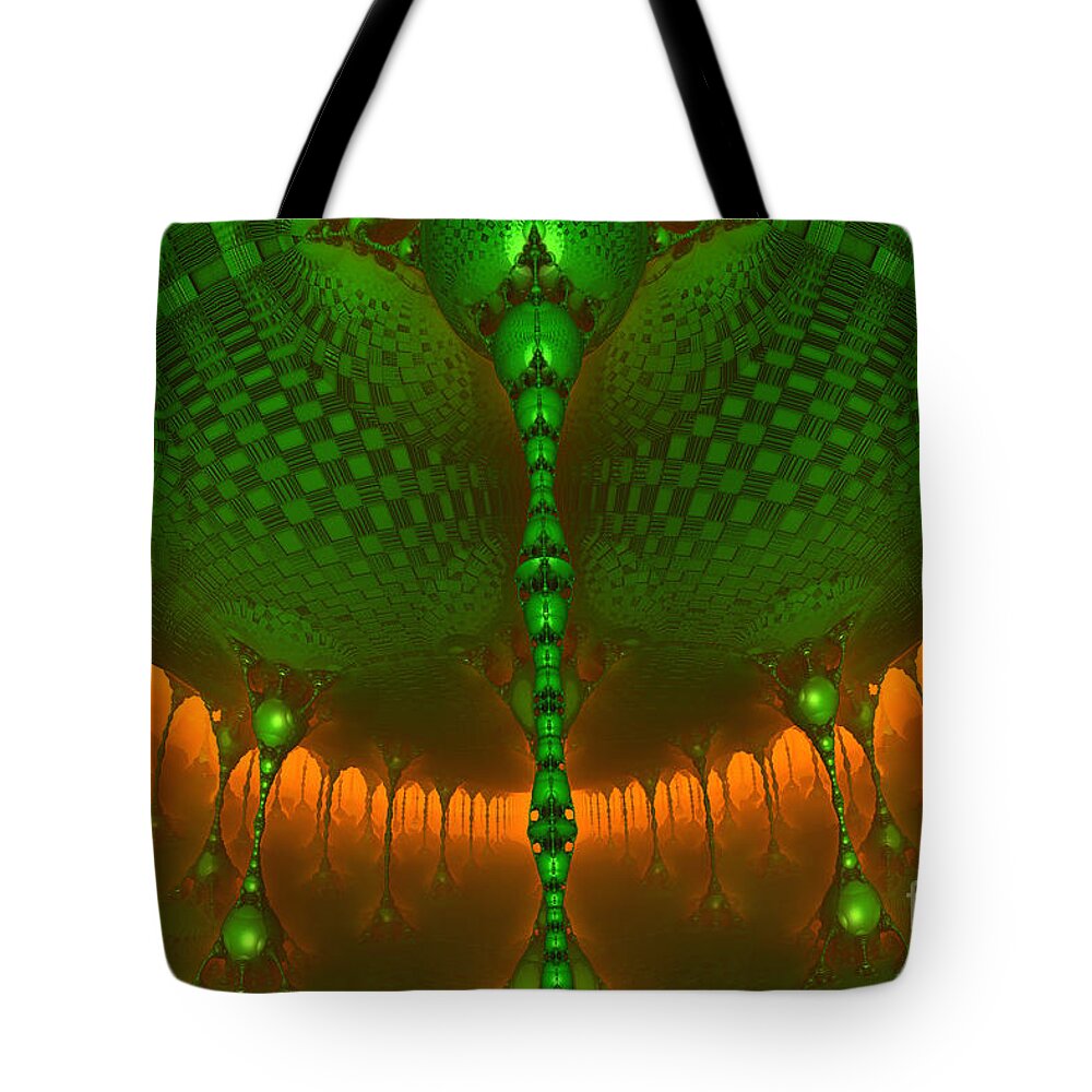 Fractal Tote Bag featuring the digital art Emerald Dew by Melissa Messick