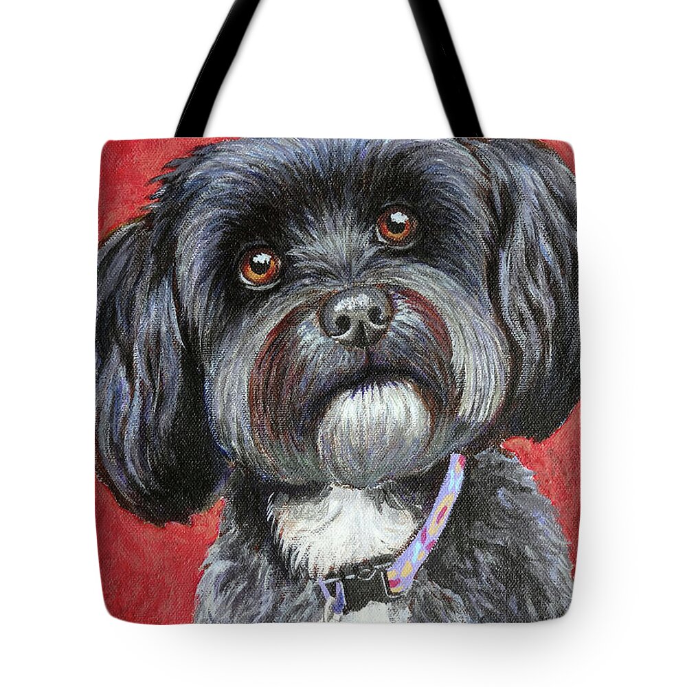 Havanese Portrait Tote Bag featuring the painting Emily by Ande Hall