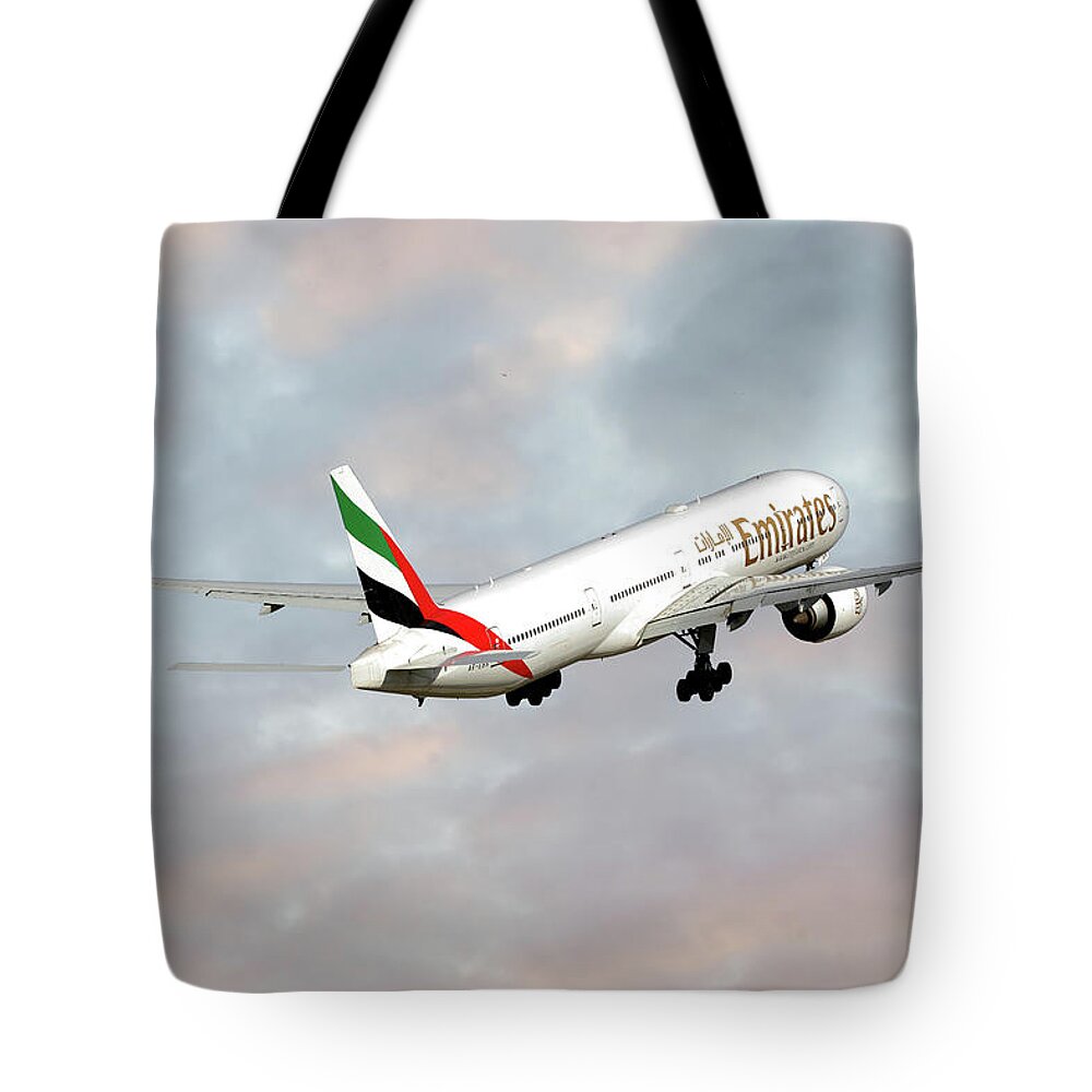 Emirates Tote Bag featuring the photograph Emirates Boeing 777-36N by Smart Aviation