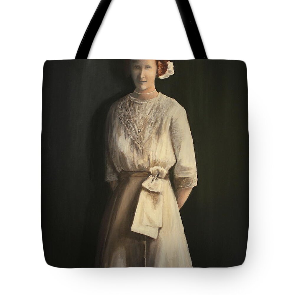 Grandmother Tote Bag featuring the painting Emma Haack c. 1913 by Daniel W Green