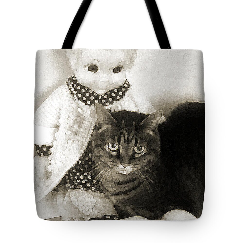 Andee Design Cat Tote Bag featuring the photograph Emmy and Mrs Beasley by Andee Design