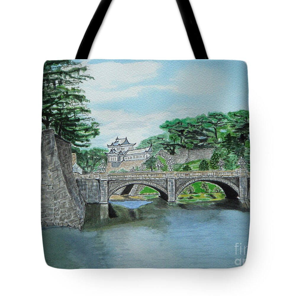 Emperors Palace Tote Bag featuring the painting Emperors Palace Tokyo by Yvonne Johnstone
