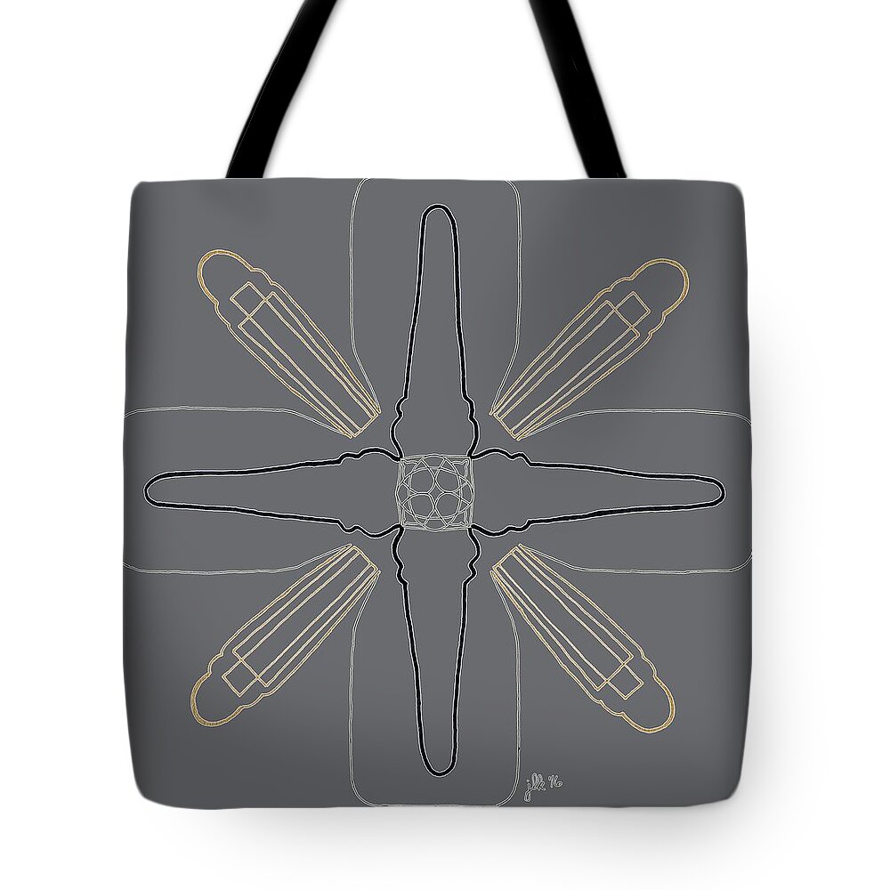 Lori Kingston Tote Bag featuring the drawing Empire - dark T-shirt by Lori Kingston