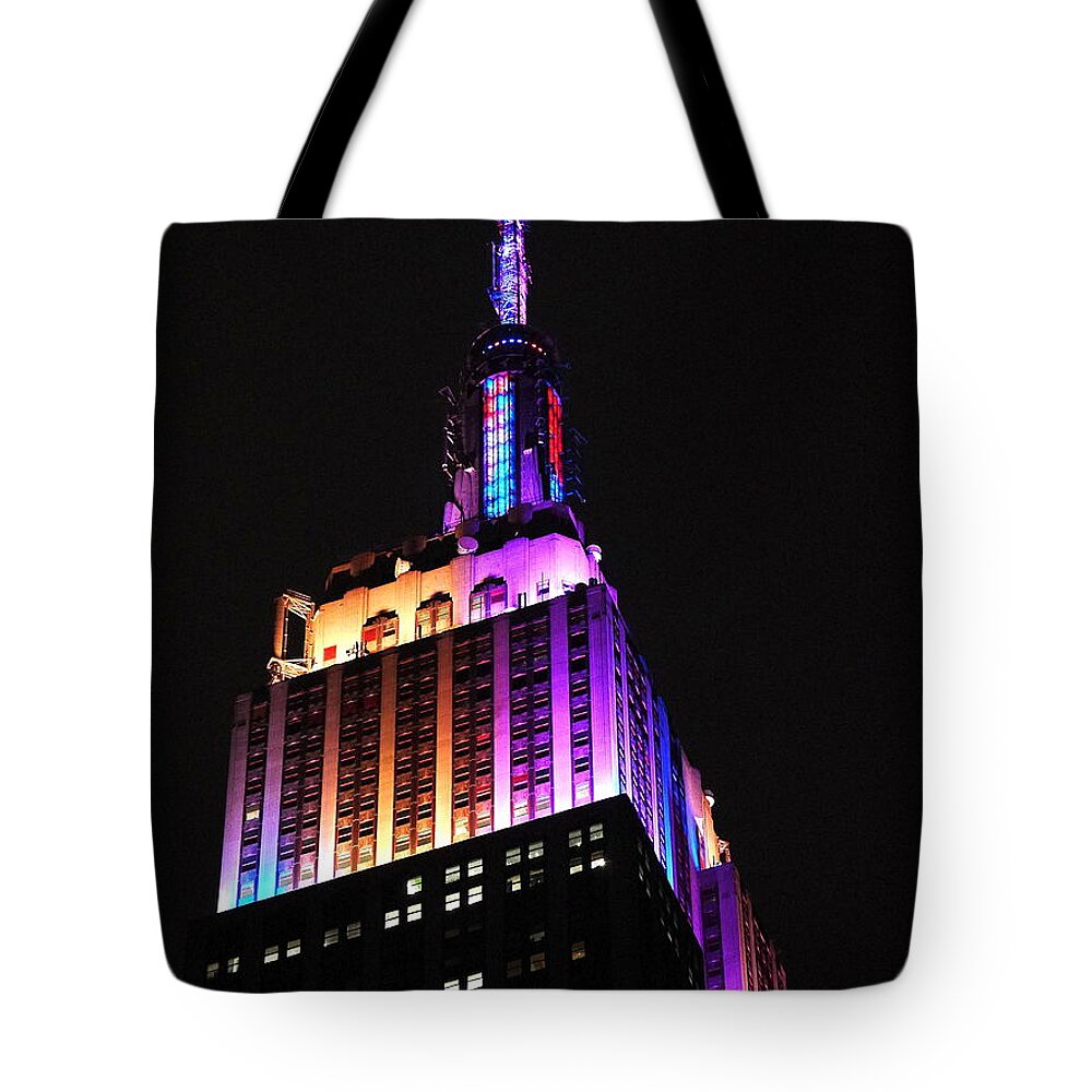 Empire State Building Tote Bag featuring the photograph EMPIRE STATE BUILDING in PASTEL COLOR by Jack Riordan