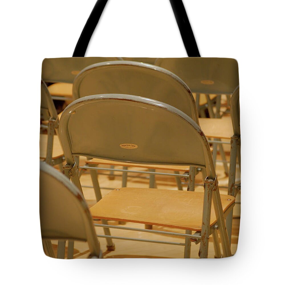 Chairs Tote Bag featuring the photograph Empty by Troy Stapek