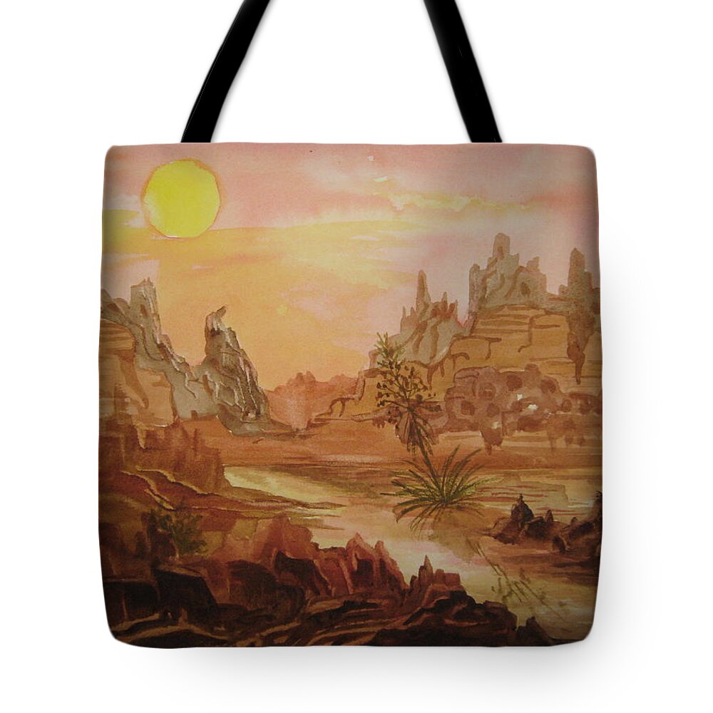 Desert Tote Bag featuring the painting Enchanted Desert by Ellen Levinson
