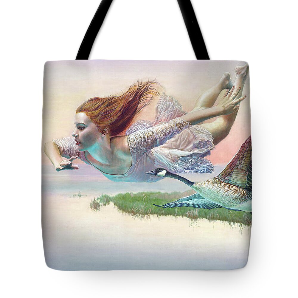 Girl Tote Bag featuring the painting Enchanted Morning by Vlasta Smola