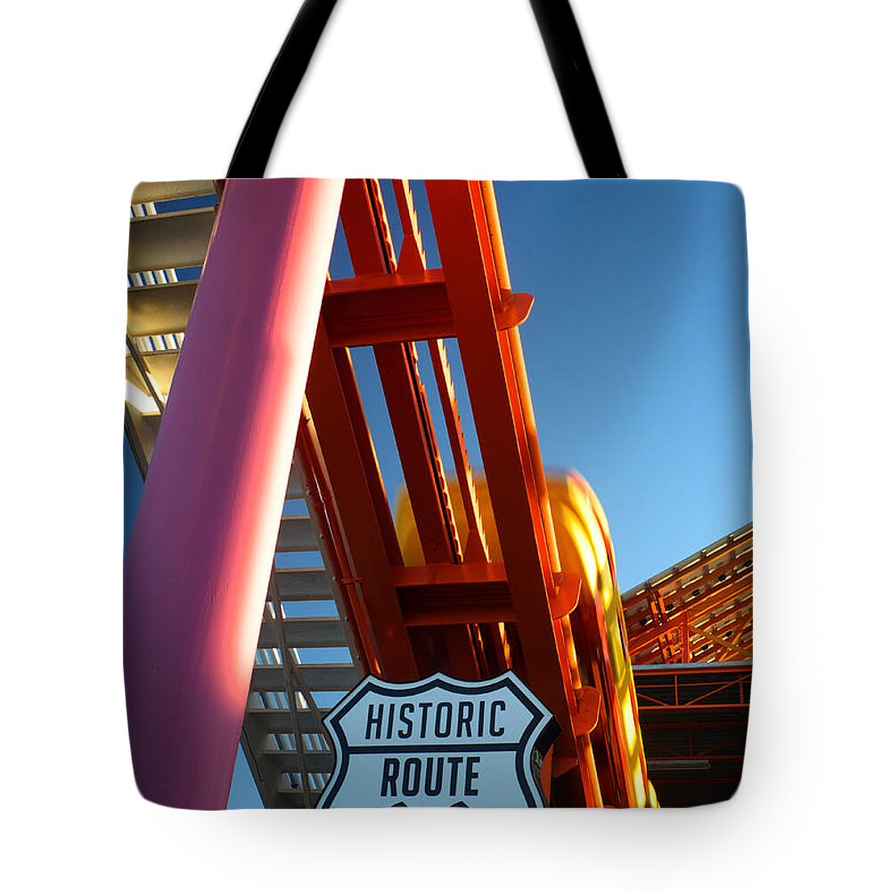 Route 66 Tote Bag featuring the photograph End of Route 66 2 by George Taylor