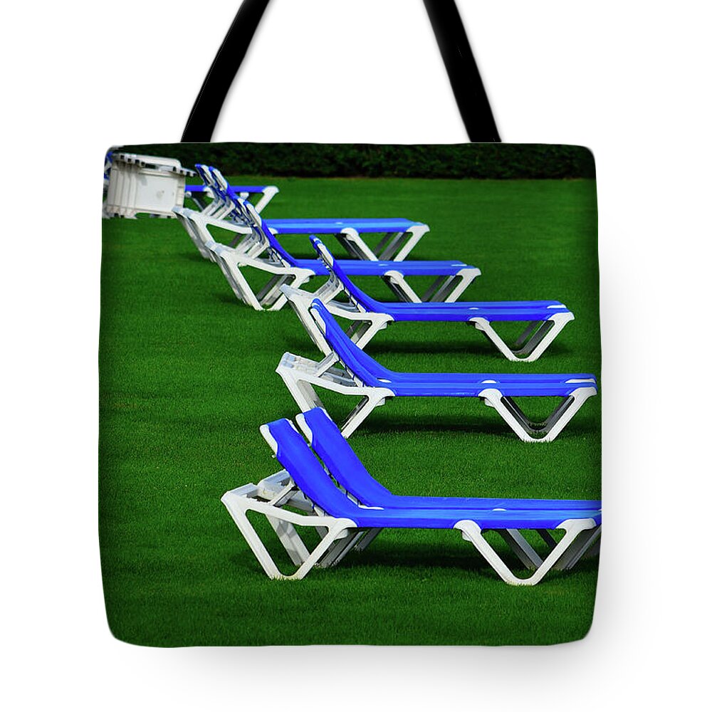 Lawn Chairs Tote Bag featuring the photograph End of Season II by Richard Ortolano