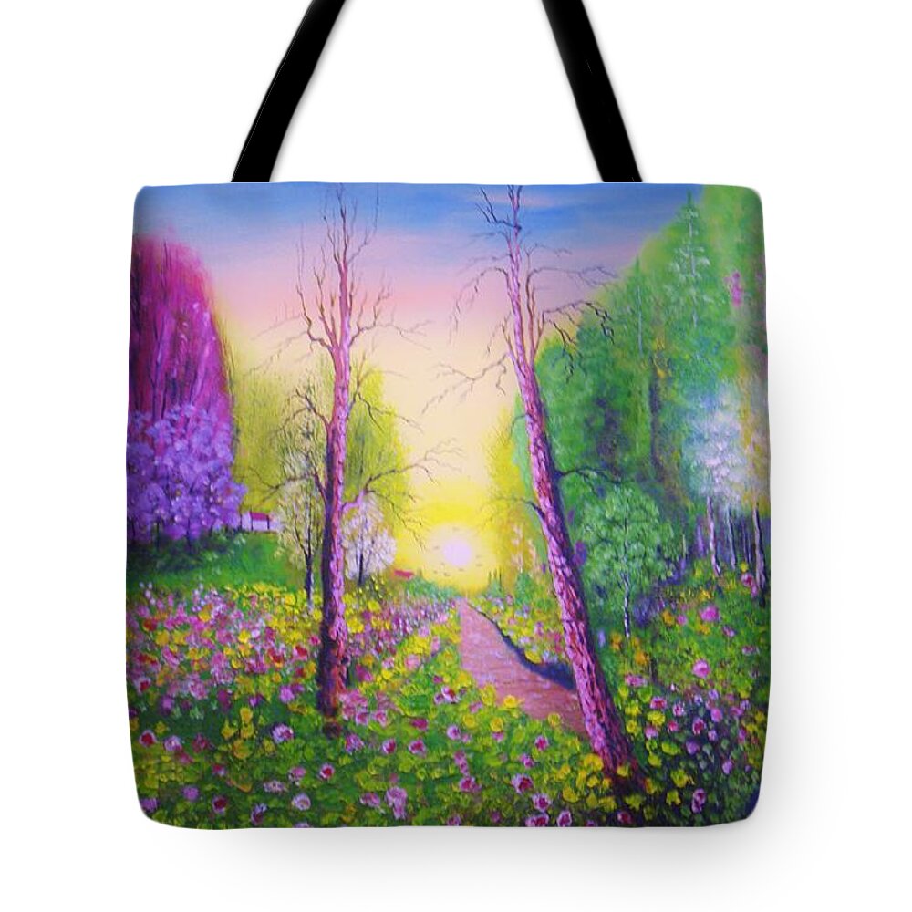 Landscape Tote Bag featuring the painting End Of The Road by Lorenzo Roberts