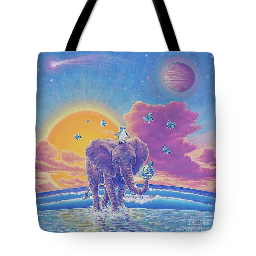  Elephant Tote Bag featuring the painting Endangered by Elisabeth Sullivan