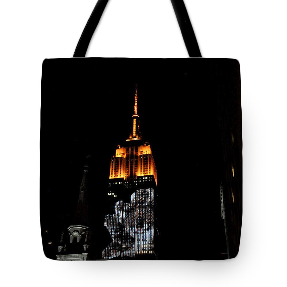 Projecting Change Tote Bag featuring the photograph Endangered Species Light Show on the Empire State Building by Diane Lent