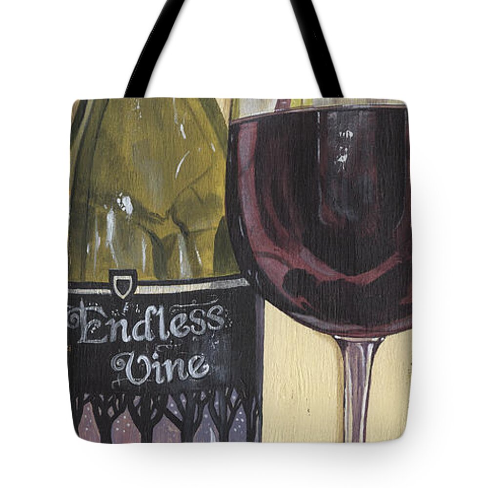 Wine Tote Bag featuring the painting Endless Vine Panel by Debbie DeWitt