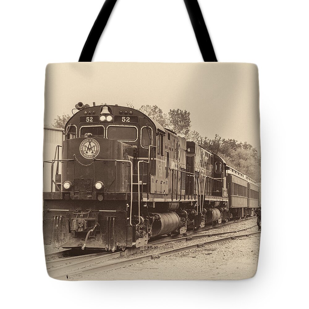 Railroad Tote Bag featuring the photograph Engine 52 by James Barber