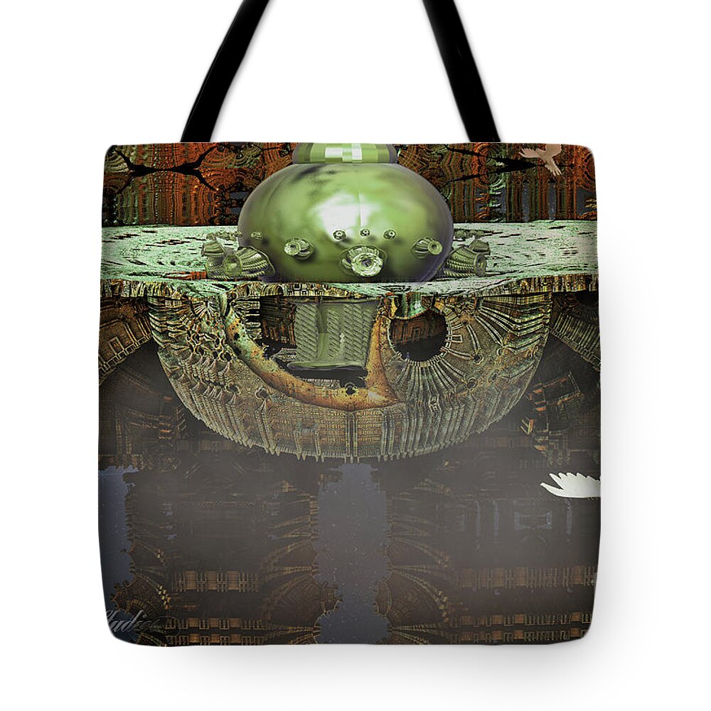 Fractal Tote Bag featuring the digital art Engine Room Fractal by Melissa Messick