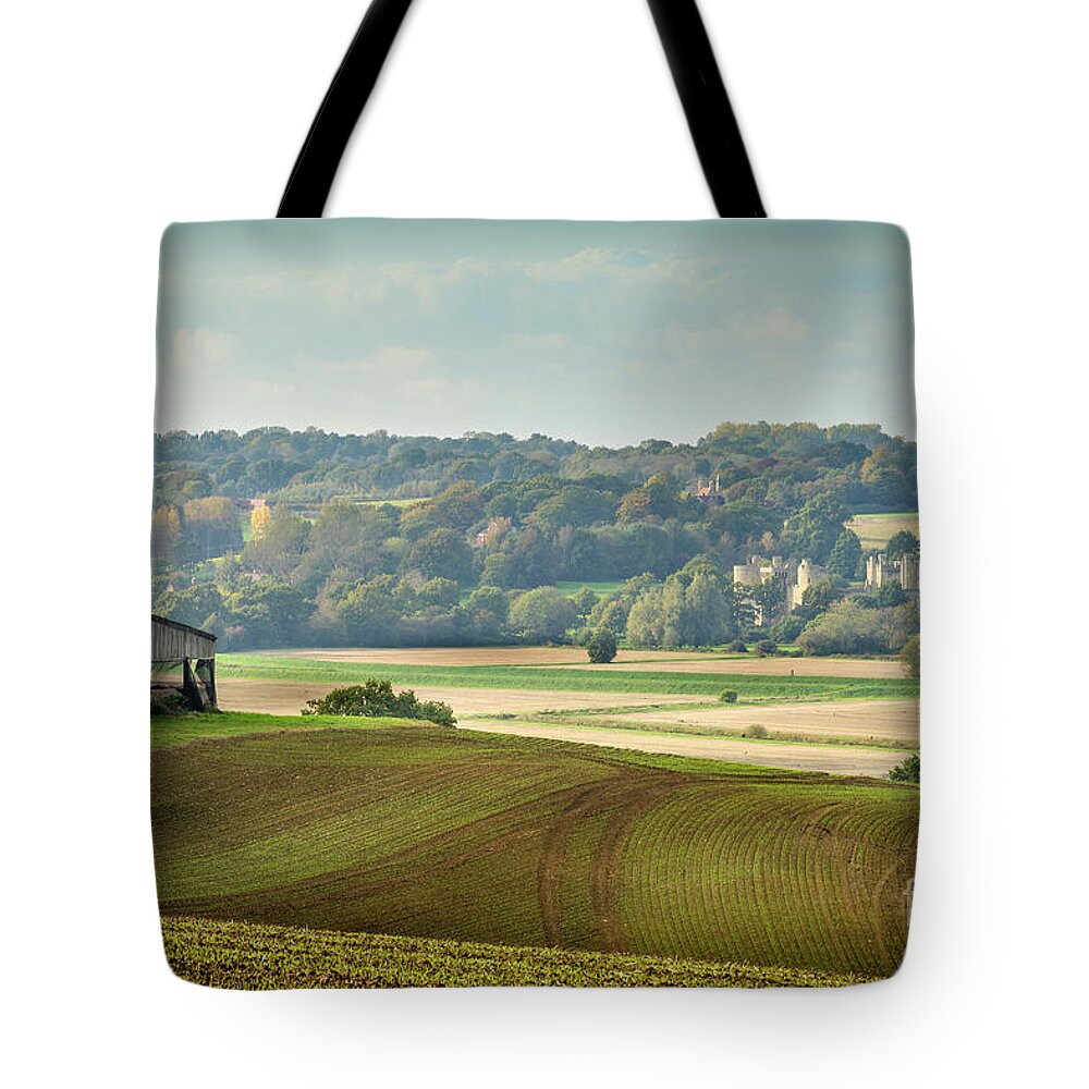 English Tote Bag featuring the photograph English Landscape, Bodiam Castle by Perry Rodriguez