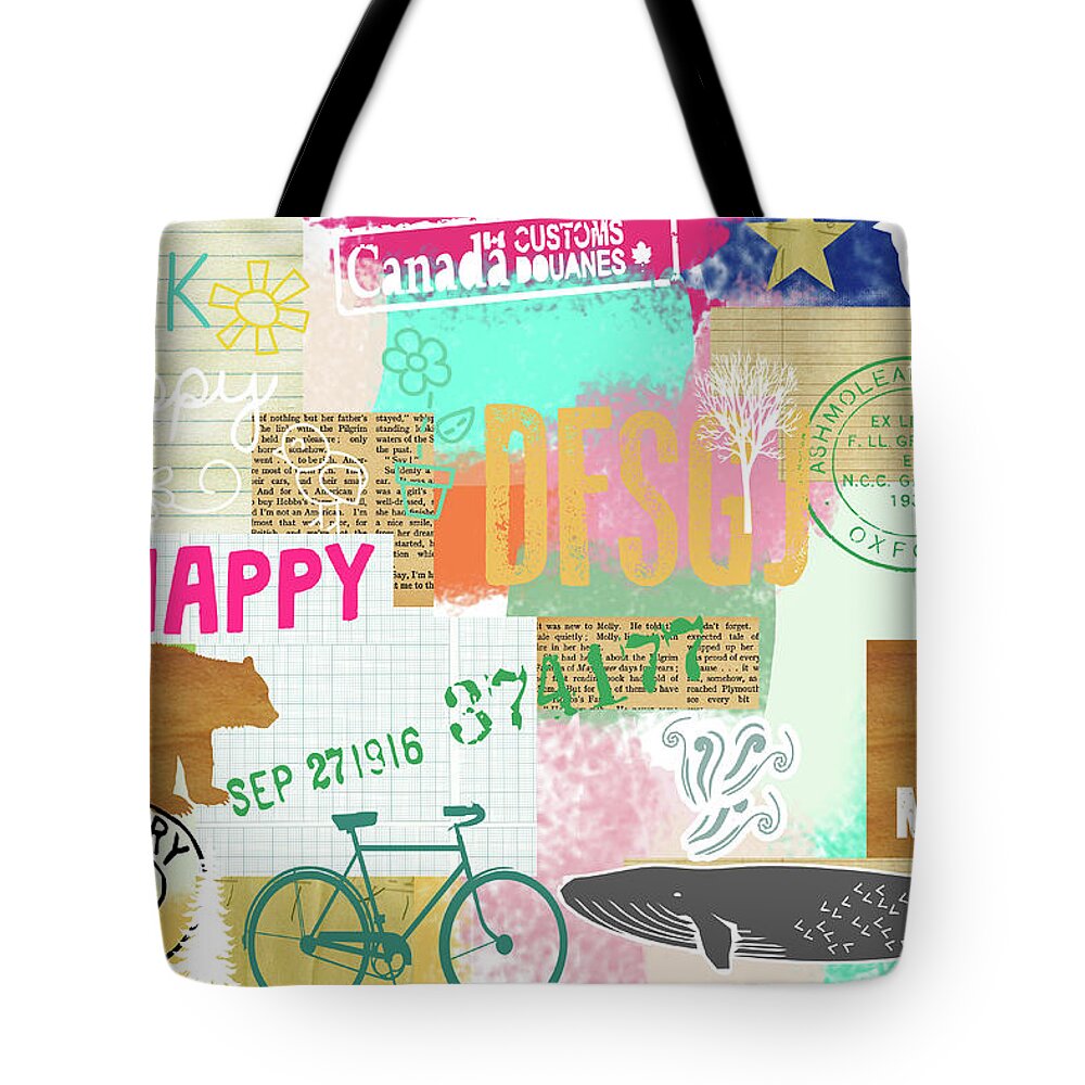 Enjoy Every Moment Tote Bag featuring the mixed media Enjoy every moment collage by Claudia Schoen