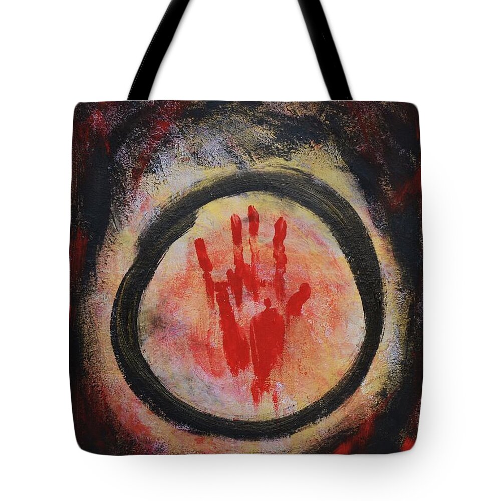 Acrylic Tote Bag featuring the painting Enso - Confine by Marianna Mills