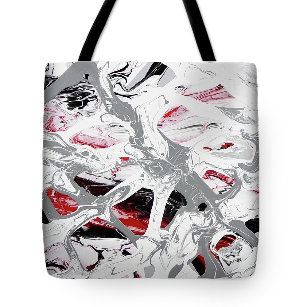 Red Tote Bag featuring the painting Entangle by Madeleine Arnett