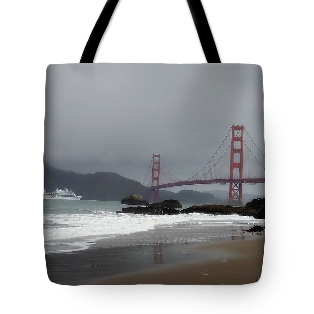 San Francisco Tote Bag featuring the photograph Entering The Golden Gate by Donna Blackhall