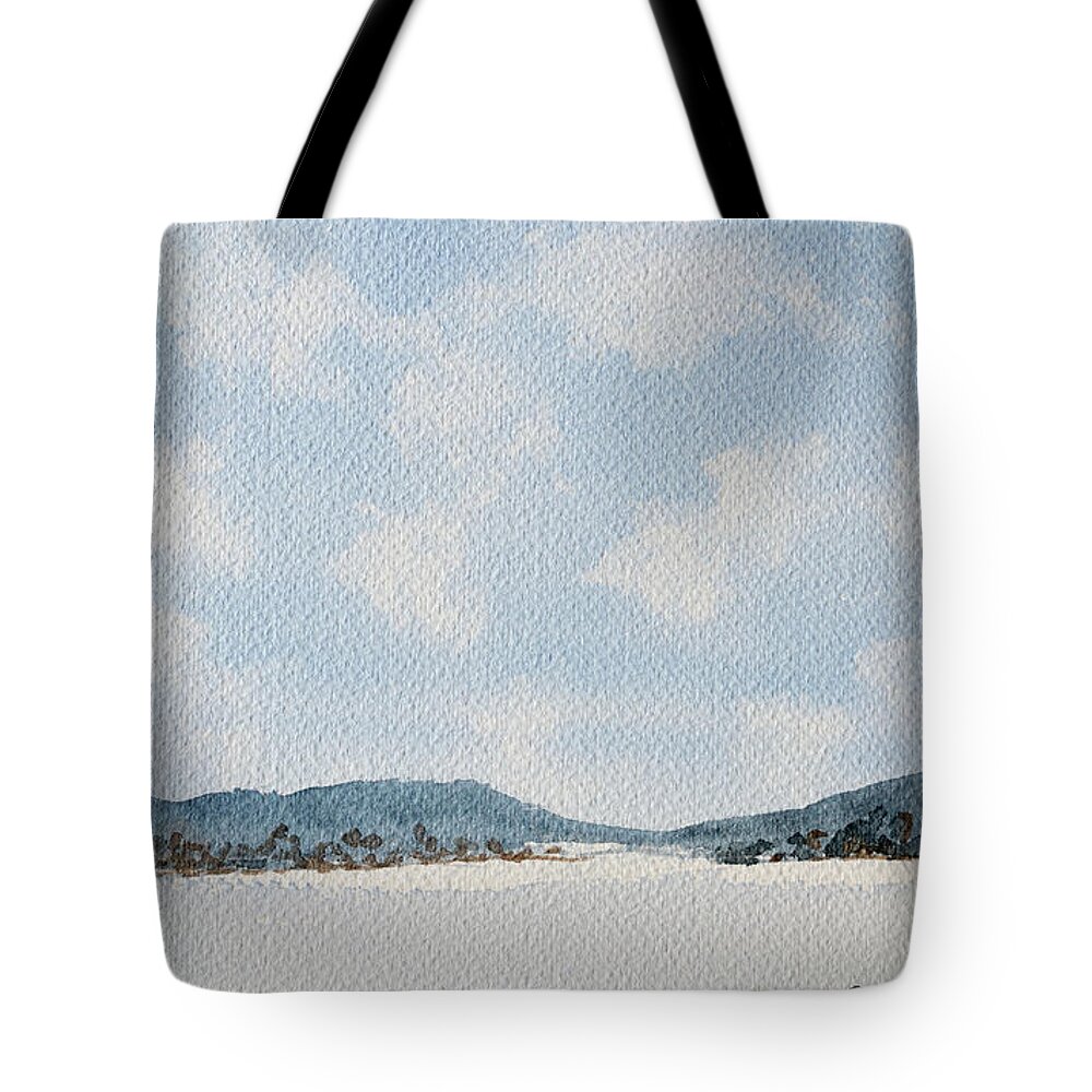 Bathurst Harbour Tote Bag featuring the painting Entrance to Moulters Lagoon from Bathurst Harbour by Dorothy Darden