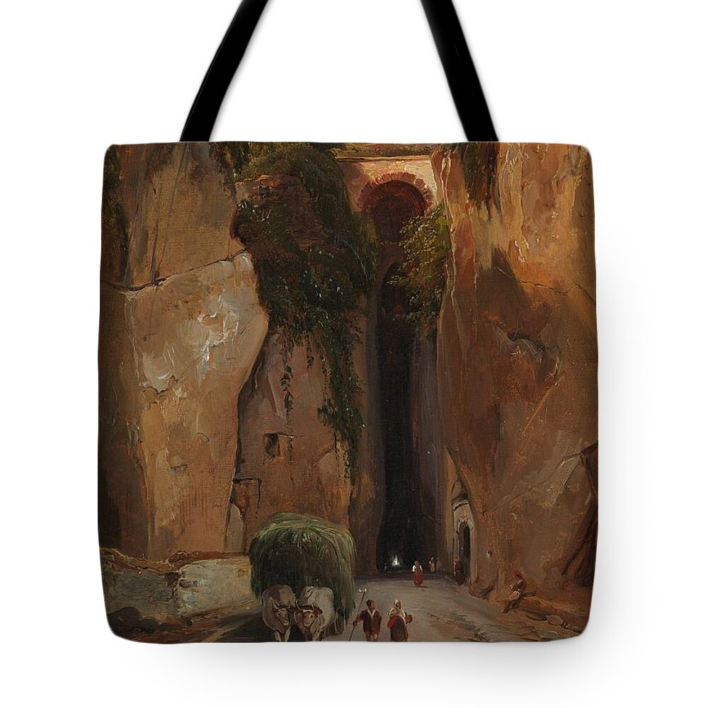 Charles R�mond Tote Bag featuring the painting Entrance to the Grotto of Posilipo by MotionAge Designs