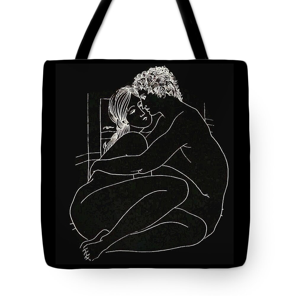 Nude Tote Bag featuring the digital art Enveloped by Kim Kent