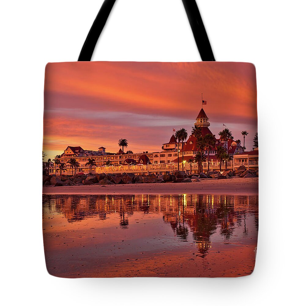 Hotel Del Coronado Tote Bag featuring the photograph Epic sunset at the Hotel del Coronado by Sam Antonio