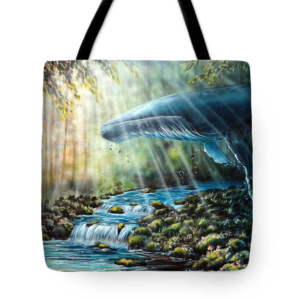 Surrealism Tote Bag featuring the painting Epiphany by Lachri