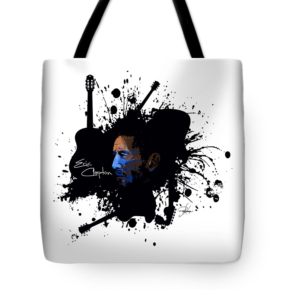 Eric Clapton Tote Bag featuring the painting Eric Clapton in Blue by Ryan Anderson