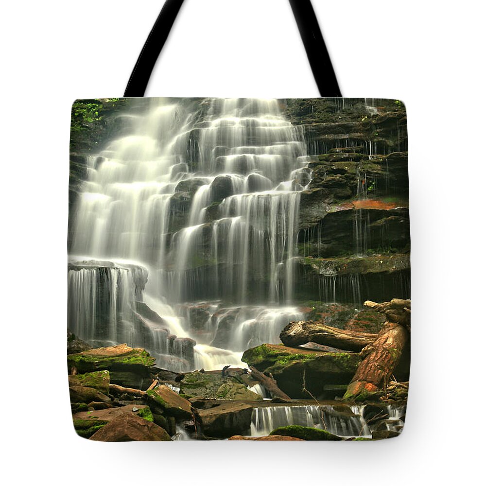 Erie Falls Tote Bag featuring the photograph Erie Falls Gentle Cascades by Adam Jewell