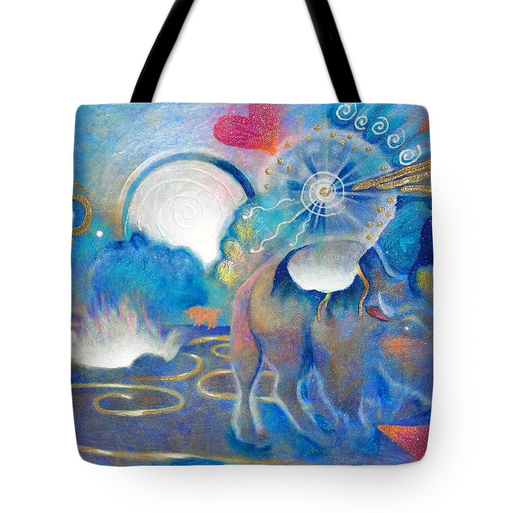 Buffalo Tote Bag featuring the painting Eruption of a Wish at the Fire Ceremony by Corey Habbas