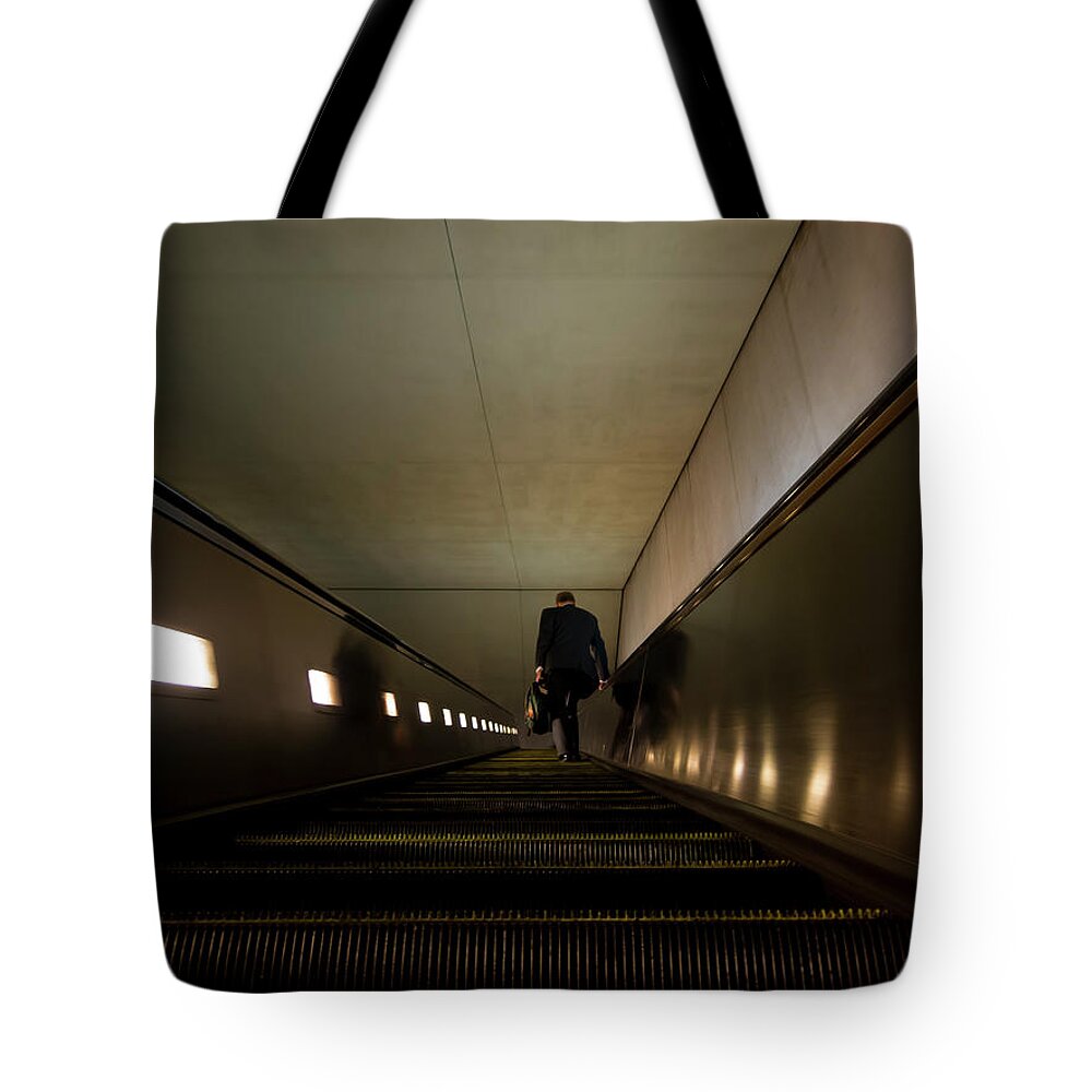 Escalator Tote Bag featuring the photograph Escalation by Daniel Murphy