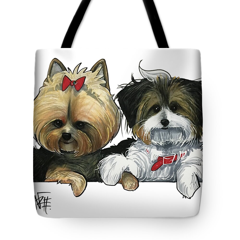 Yorkie Tote Bag featuring the drawing Escalera 3570 by John LaFree