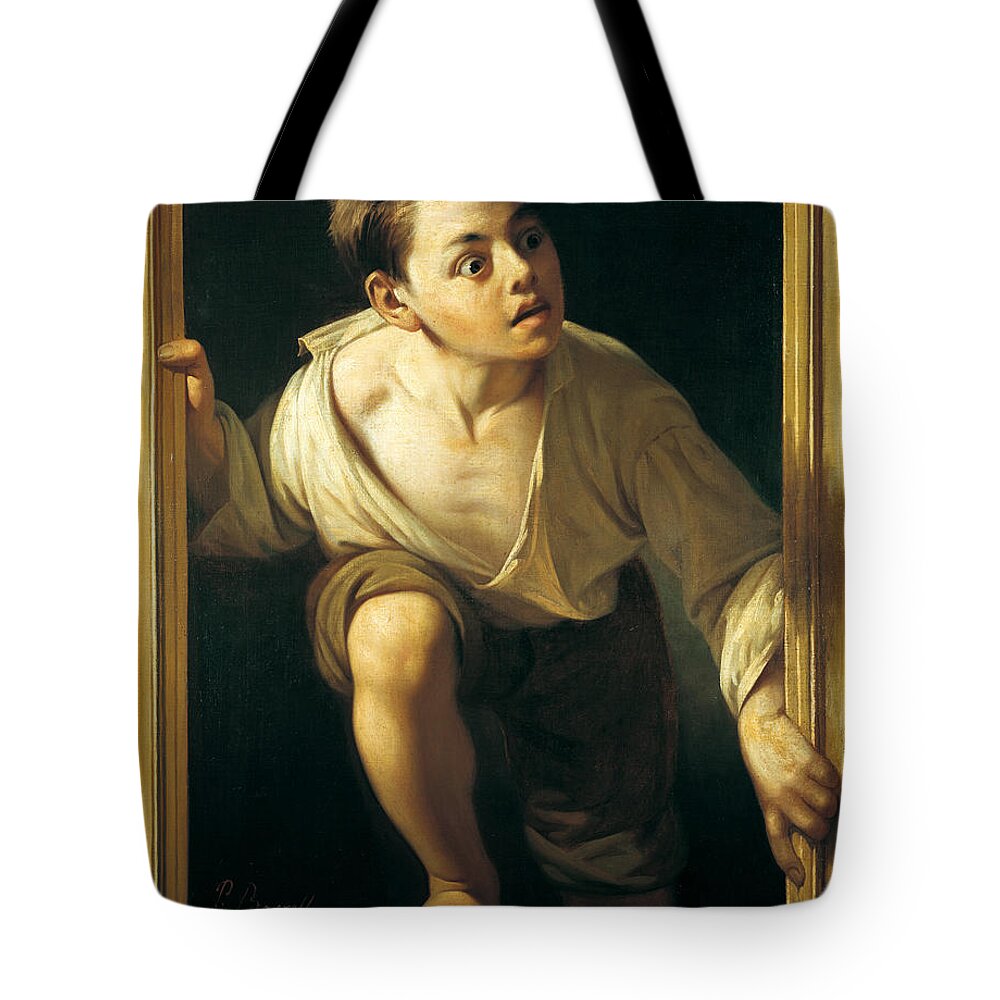 Pere Borrell Del Caso (1835-1910) Escaping Criticism Tote Bag featuring the painting Escaping Criticism by Pere Borrell Del Caso