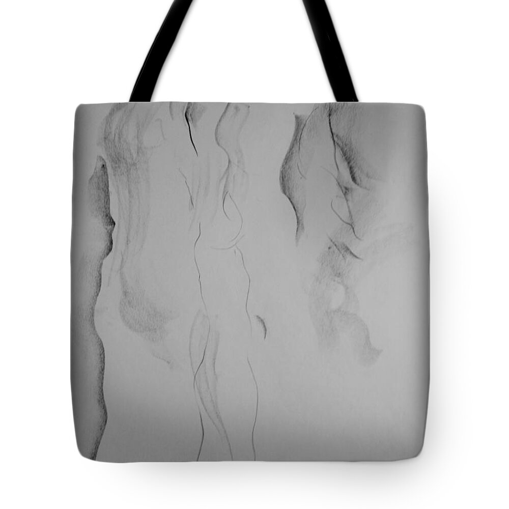 Life Model Sketch Tote Bag featuring the drawing Esq 2015-10-02-1 by Jean-Marc Robert