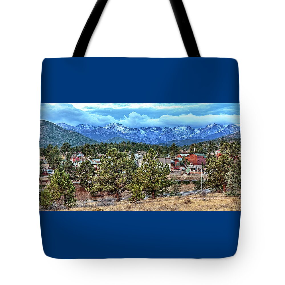 Mountains Tote Bag featuring the photograph Estes Park Morn by Susan Rissi Tregoning
