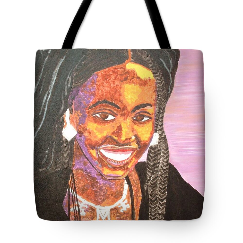 Portrait Tote Bag featuring the painting Ethiopian Woman by Sala Adenike