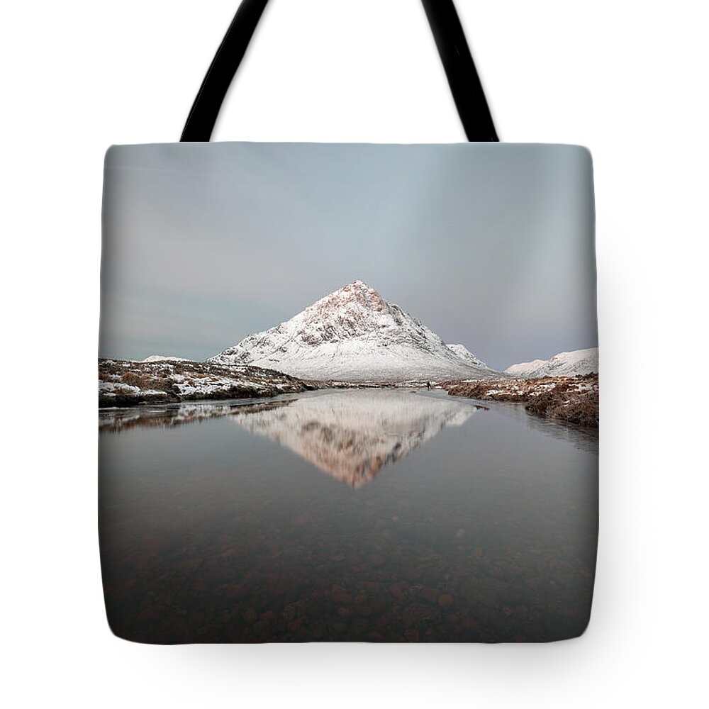 The Buachaille Tote Bag featuring the photograph Etive Mountain Reflection by Grant Glendinning