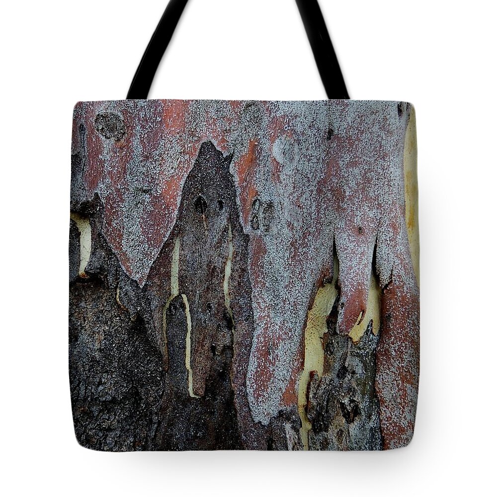 Eucalyptus Tote Bag featuring the photograph Eucalyptus Bark Abstract 1 by Denise Clark